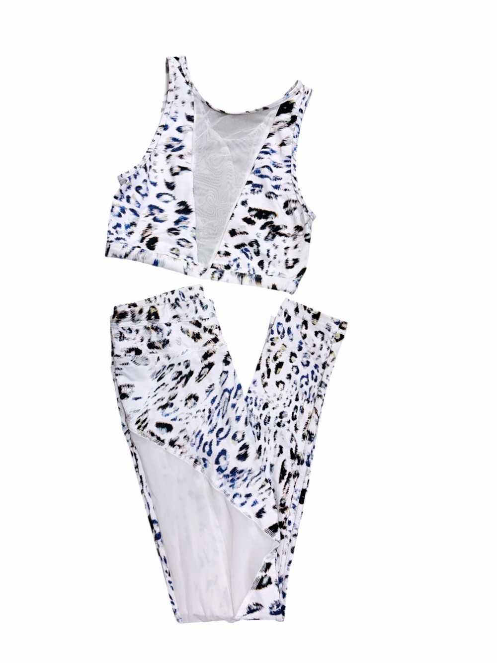 Varley Bicknell Leopard-Print Performance Set - White/Blue - Size XS